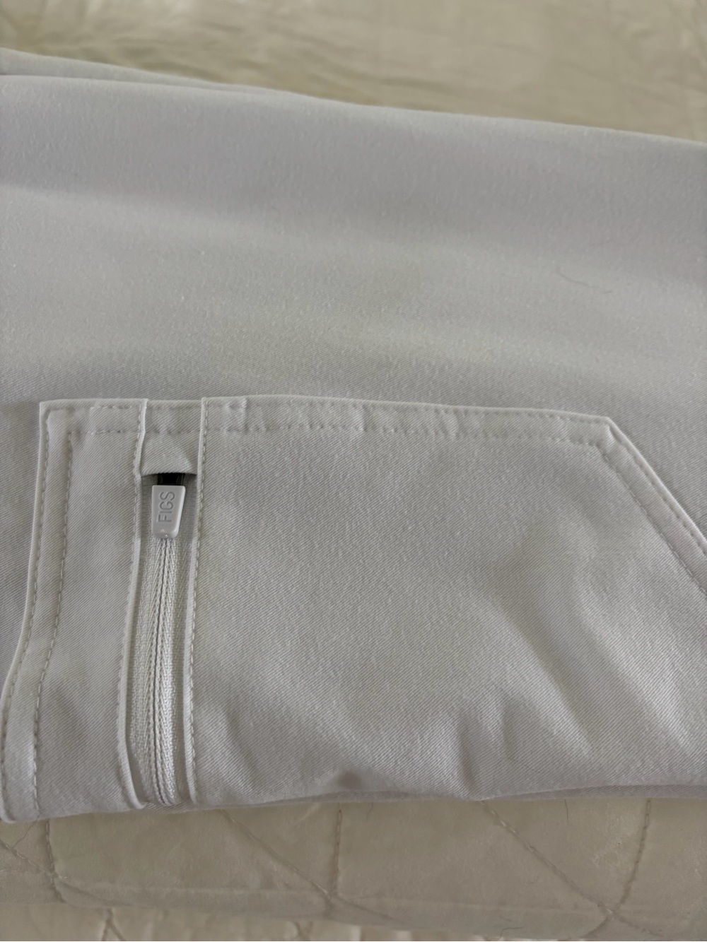 Figs White Jogger Pants with Light Gray Waistband - Picture 3 of 4